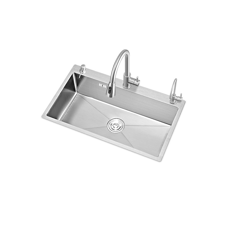 Modern Style Kitchen Sink Overflow Hole Detail Kitchen Sink with Soap Dispenser