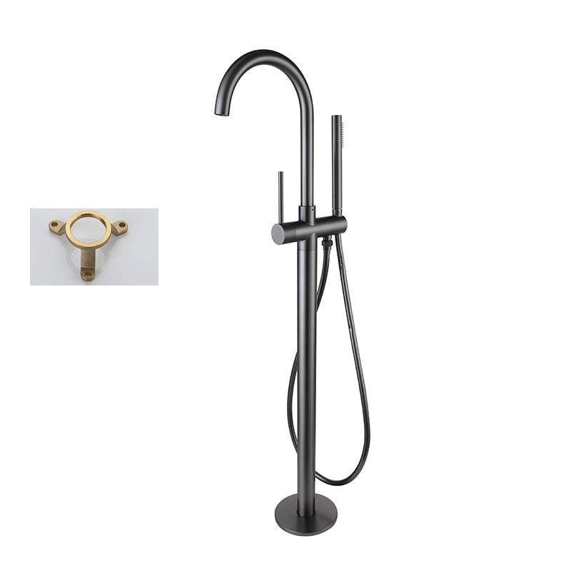 Contemporary Bathroom Faucet Floor Mounted Copper High Arc Fixed Freestanding Tub Filler