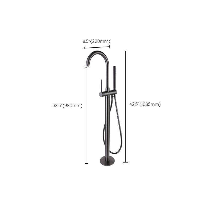 Contemporary Bathroom Faucet Floor Mounted Copper High Arc Fixed Freestanding Tub Filler