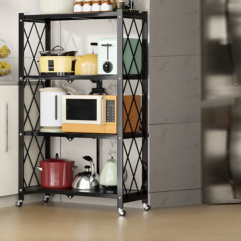 Contemporary Etagere Bookcase  Black Shelf Steel Freestanding Open Back Shelf