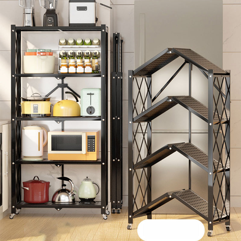 Contemporary Etagere Bookcase  Black Shelf Steel Freestanding Open Back Shelf