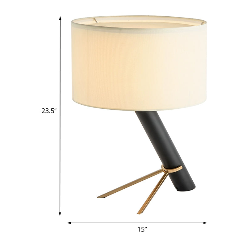 Fabric Drum Shade Desk Light moderne lampe de table créative à tête moderne en blanc avec chaîne de traction pour salle d'étude