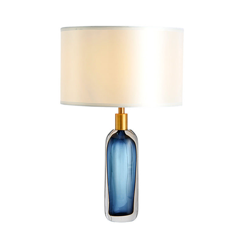 Tavola moderna tavola leggera tessuto da letto da letto a 1 luci in bianco con base di glassa colorata