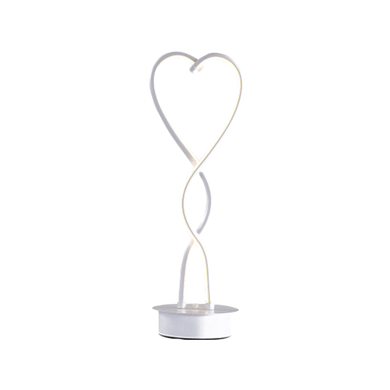 Spirales herzförmige Tischbeleuchtung zeitgenössischer Acryl -LED -LED weiße Schreibtischlampe in warmem/weißem Licht für Bett