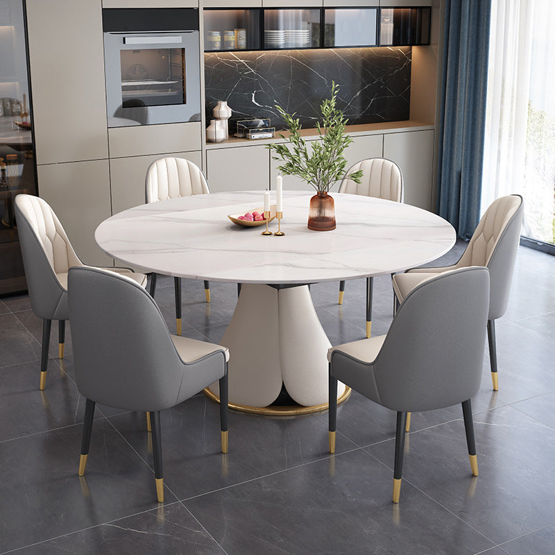 Contemporary Dining Room Dinner Table Pedestal Extendable Dining Table