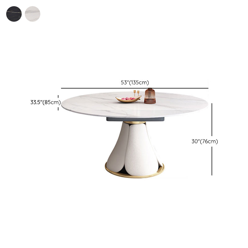 Contemporary Dining Room Dinner Table Pedestal Extendable Dining Table