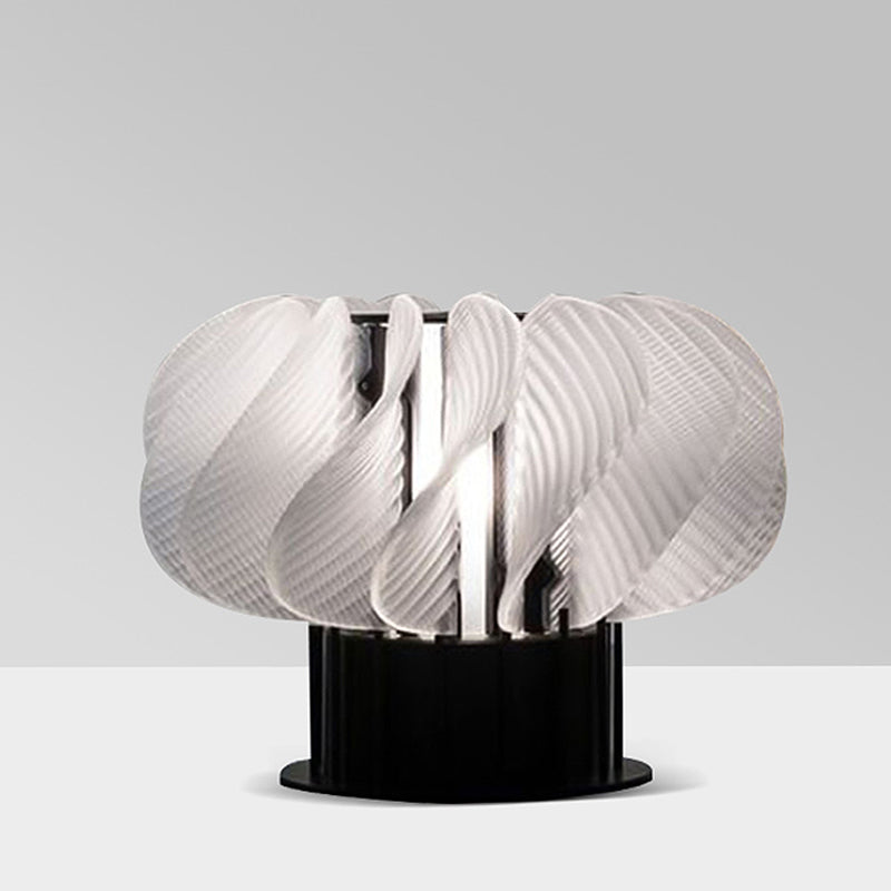 Acrylic Curved Panel Desk Light Modernist LED Table Lamp in White and Black with Spiral Design