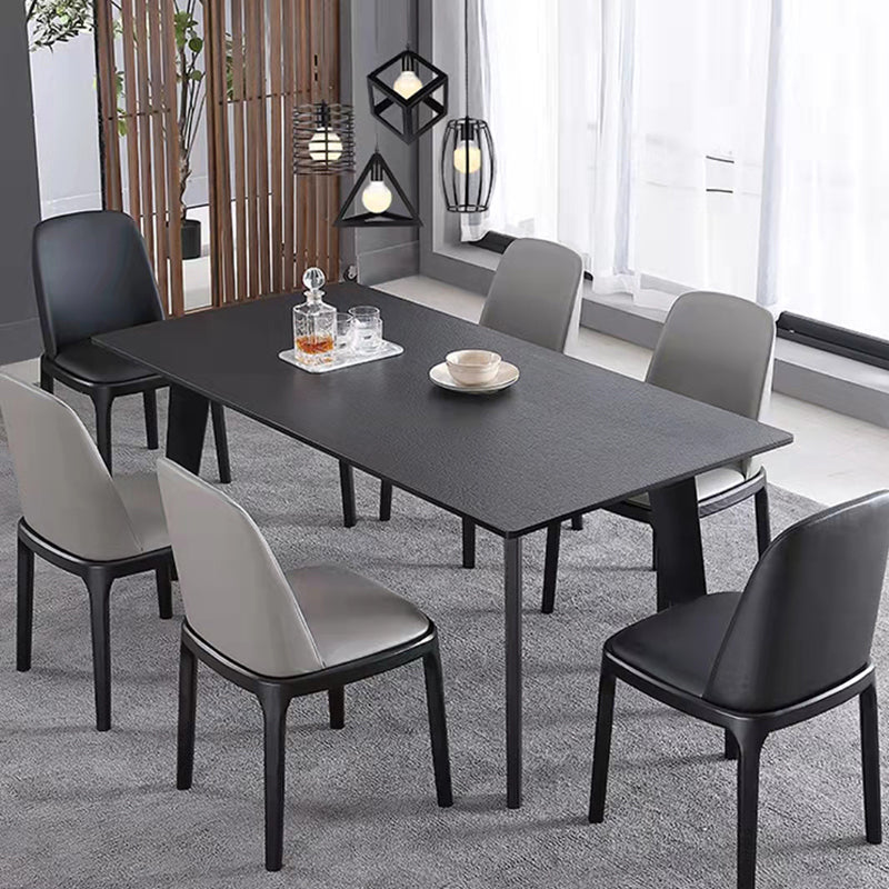 Black Dinette Table with 4 Legs Contemporary Dining Table for Home