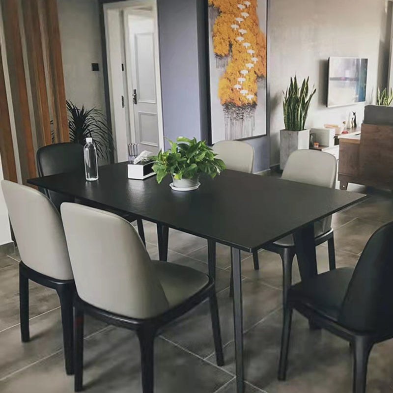 Black Dinette Table with 4 Legs Contemporary Dining Table for Home