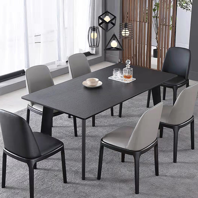 Black Dinette Table with 4 Legs Contemporary Dining Table for Home