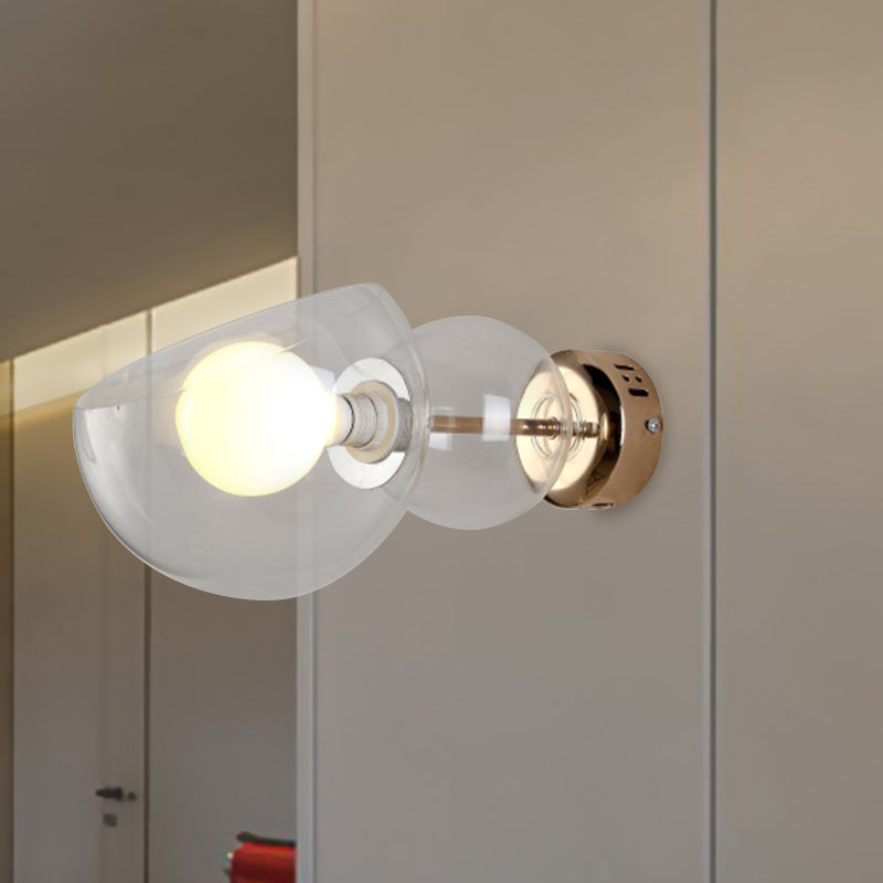 1 lampe murale de la tête de la tête de la tête Postmoderne en laiton Murce Light avec une nuance en verre transparent / ambre