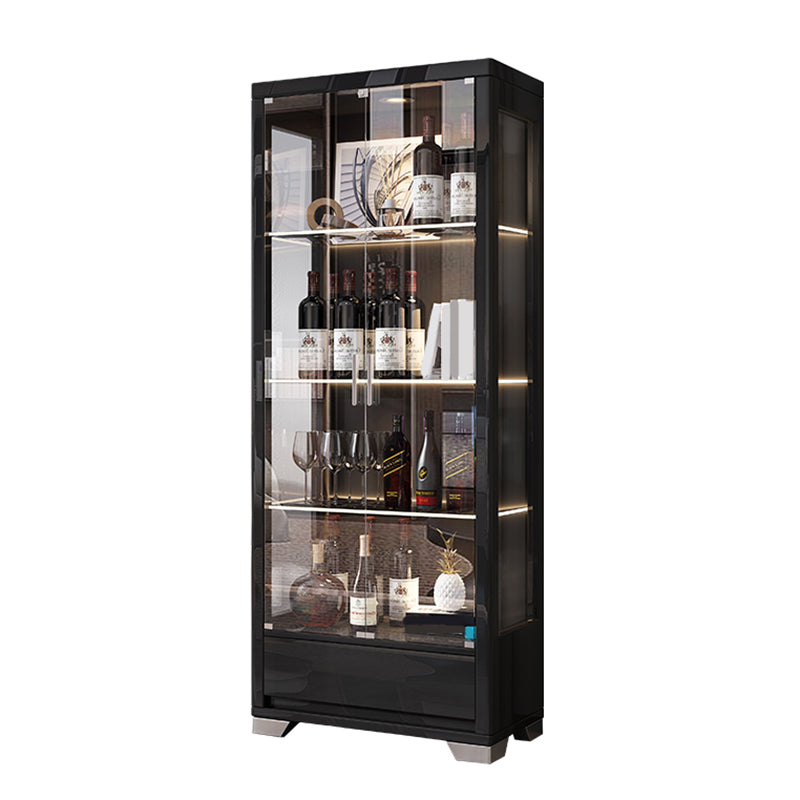 Modern Wood Curio Cabinet Glass Doors Storage Cabinet for Living Room