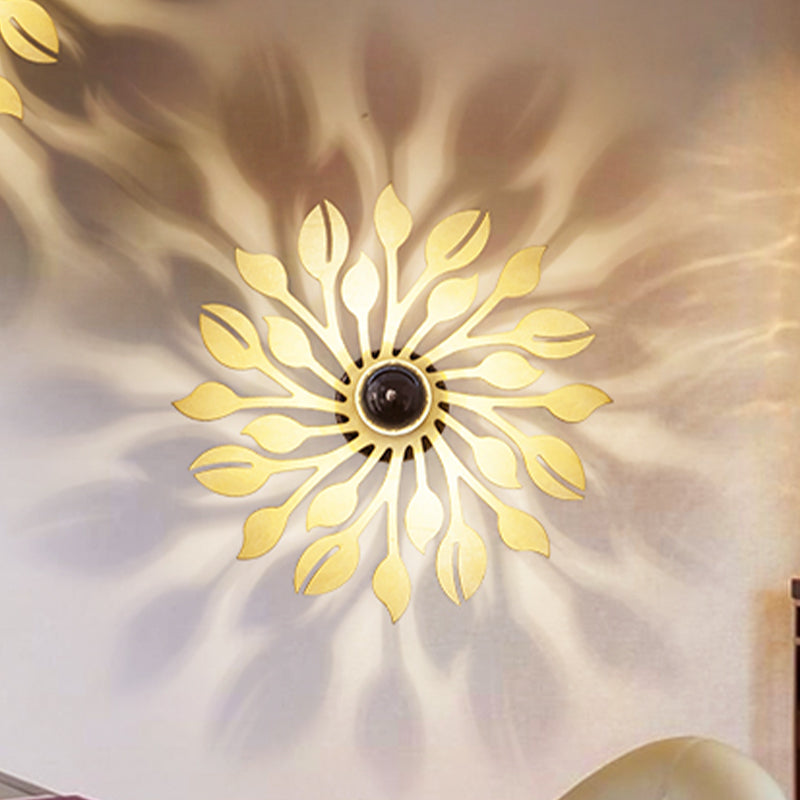Wooden Floral Wall Lamp Sconce Simple Style 1 Head Beige Wall Lighting Fixture for Bedroom