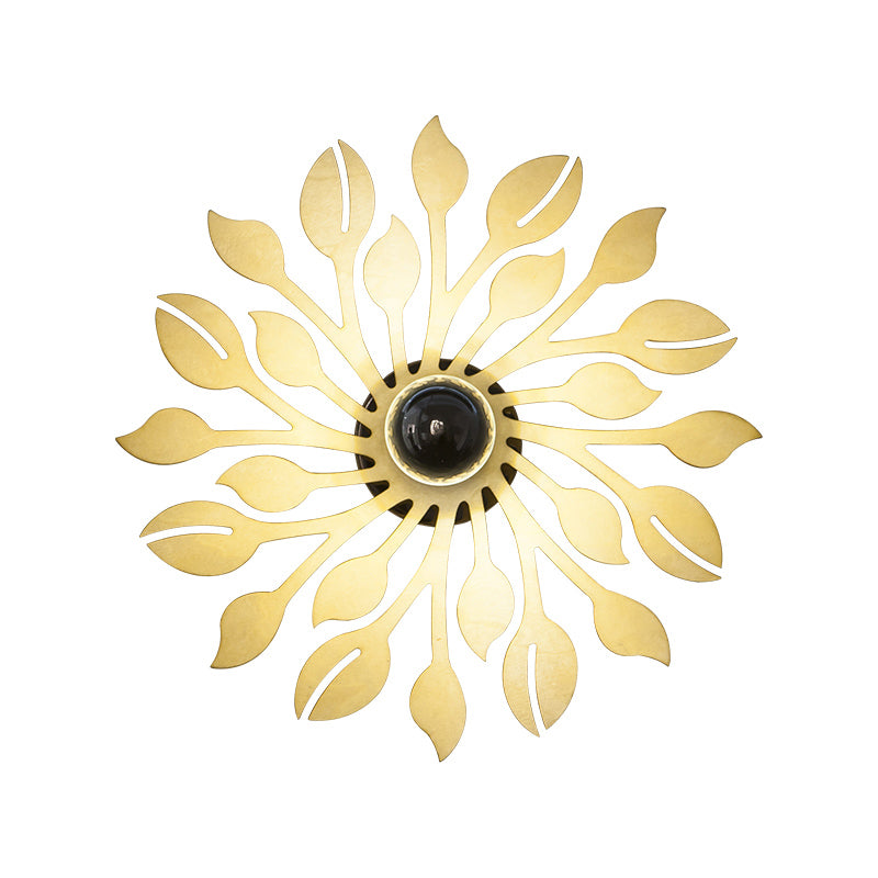 Wooden Floral Wall Lamp Sconce Simple Style 1 Head Beige Wall Lighting Fixture for Bedroom