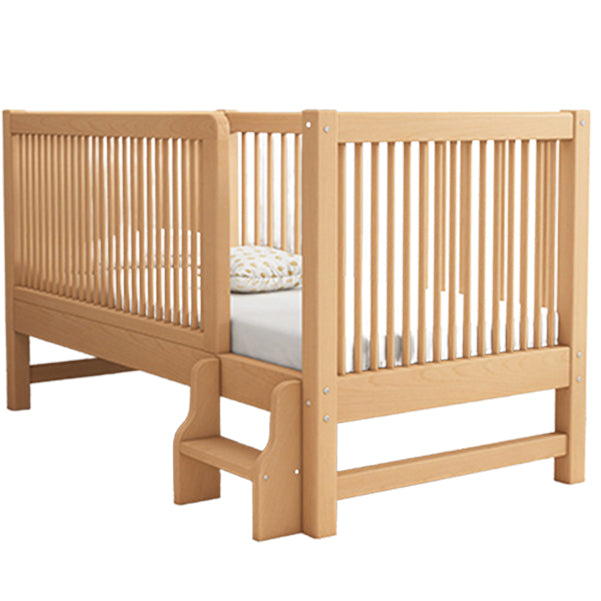 Scandinavian Beech Wood Nursery Bed Natural Nursery Crib with Guardrail