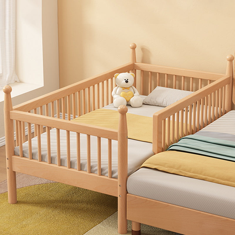 Solid Wood Baby Crib Washed Natural Crib with Guardrail and Mattress