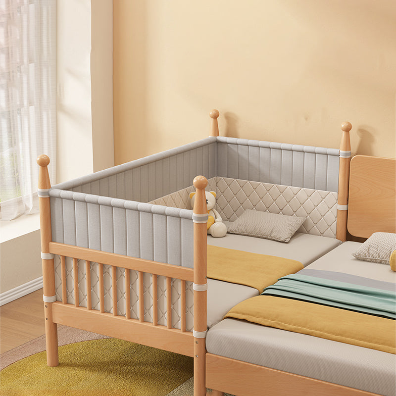 Solid Wood Baby Crib Washed Natural Crib with Guardrail and Mattress