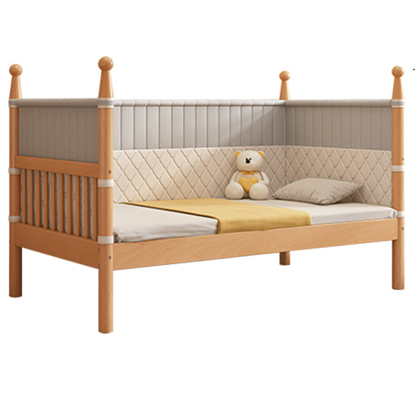 Solid Wood Baby Crib Washed Natural Crib with Guardrail and Mattress