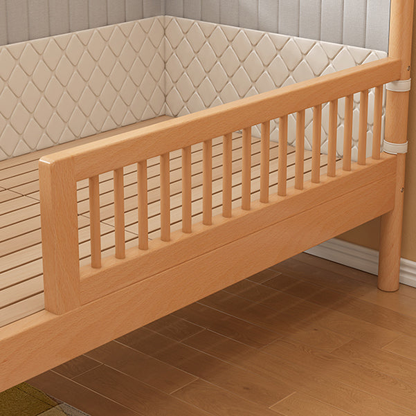 Solid Wood Baby Crib Washed Natural Crib with Guardrail and Mattress