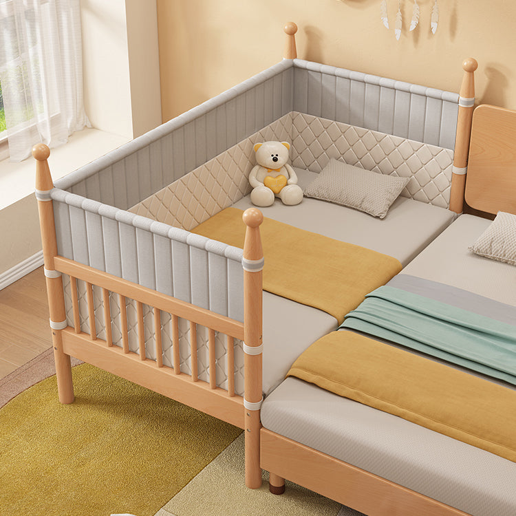Solid Wood Baby Crib Washed Natural Crib with Guardrail and Mattress