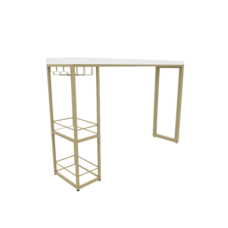 Glam Style Rectangle Bar Table Storable Base for Living Room