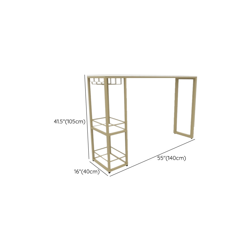 Glam Style Rectangle Bar Table Storable Base for Living Room
