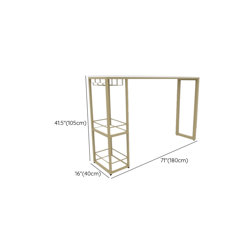 Glam Style Rectangle Bar Table Storable Base for Living Room
