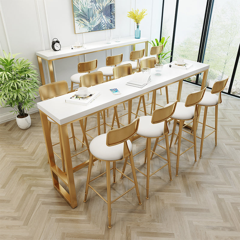 White Bar Table Modern Trestle Base Dining Table for Kitchen