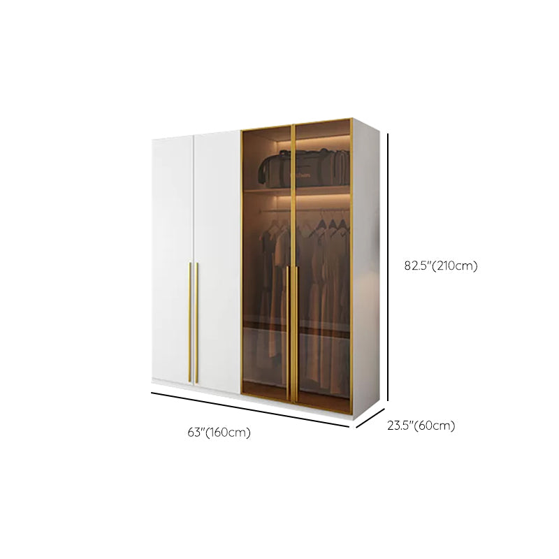 Modern White Wood Frame Wardrobe Armoire Freestanding Wardrobe with Soft Close Drawers