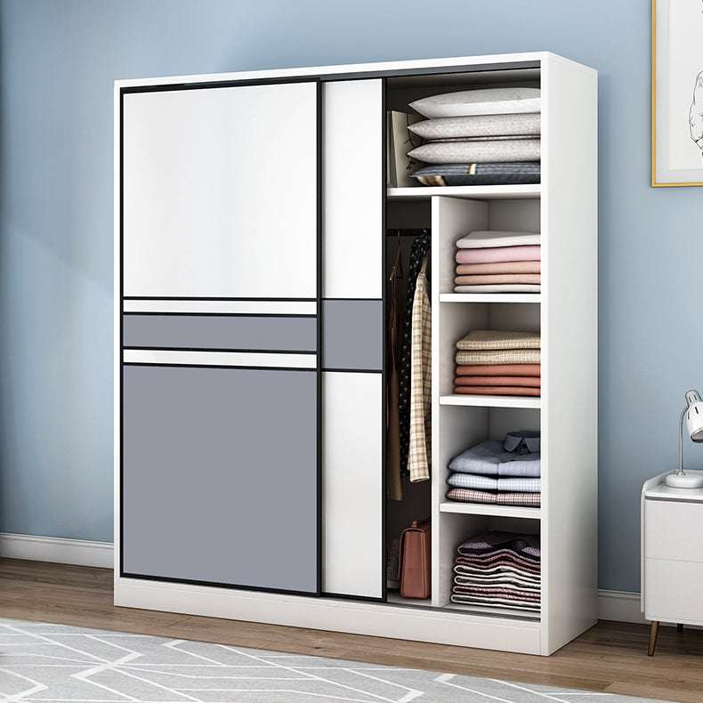 Freestanding Wood Frame Wardrobe Armoire Sliding Soft Close Doors Wardrobe