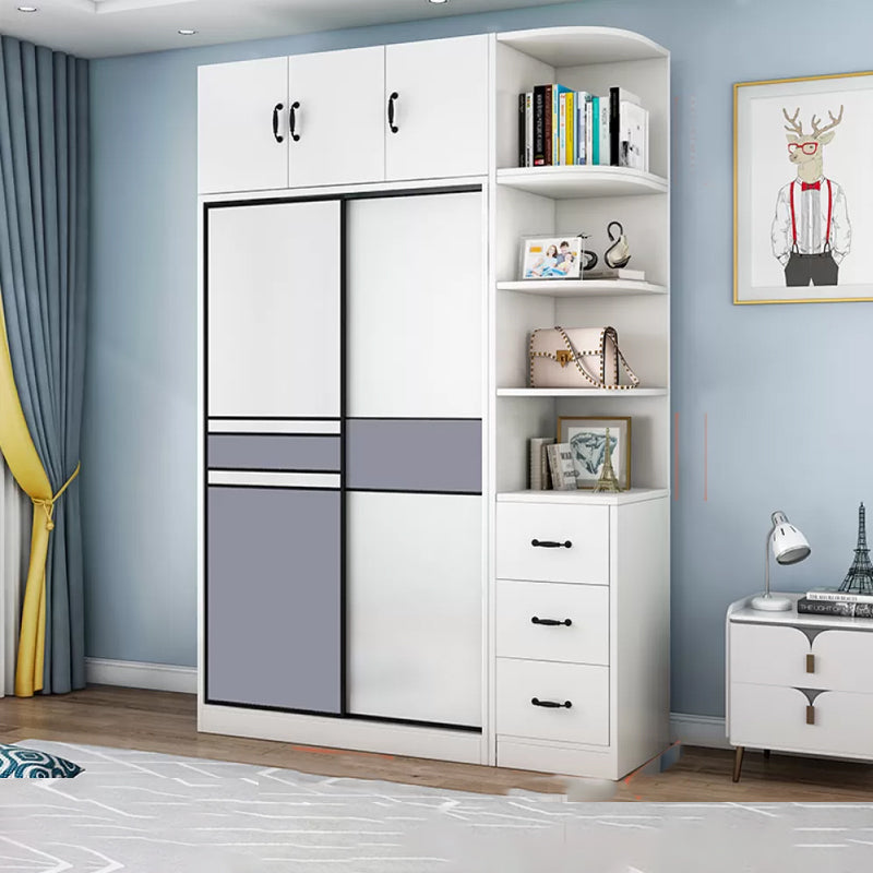 Freestanding Wood Frame Wardrobe Armoire Sliding Soft Close Doors Wardrobe