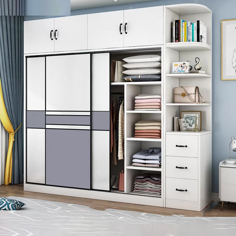 Freestanding Wood Frame Wardrobe Armoire Sliding Soft Close Doors Wardrobe