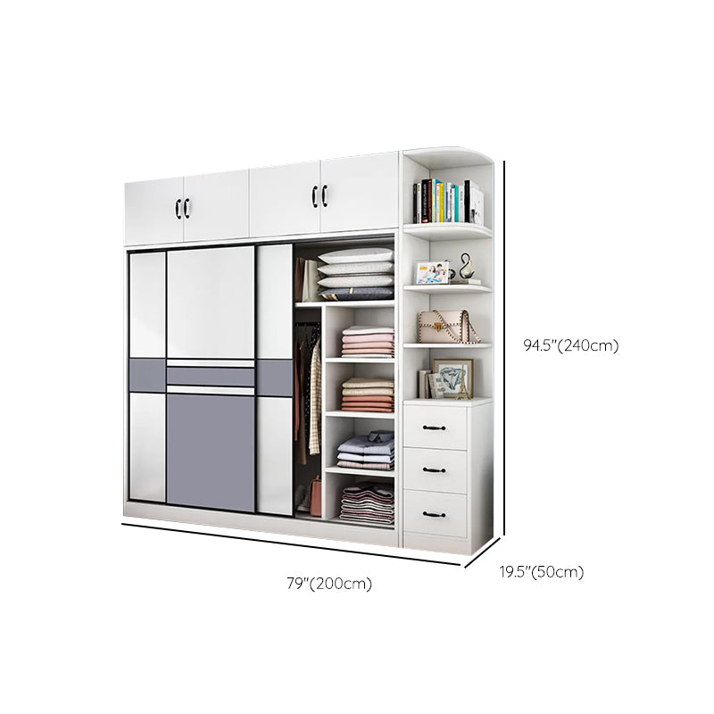 Freestanding Wood Frame Wardrobe Armoire Sliding Soft Close Doors Wardrobe