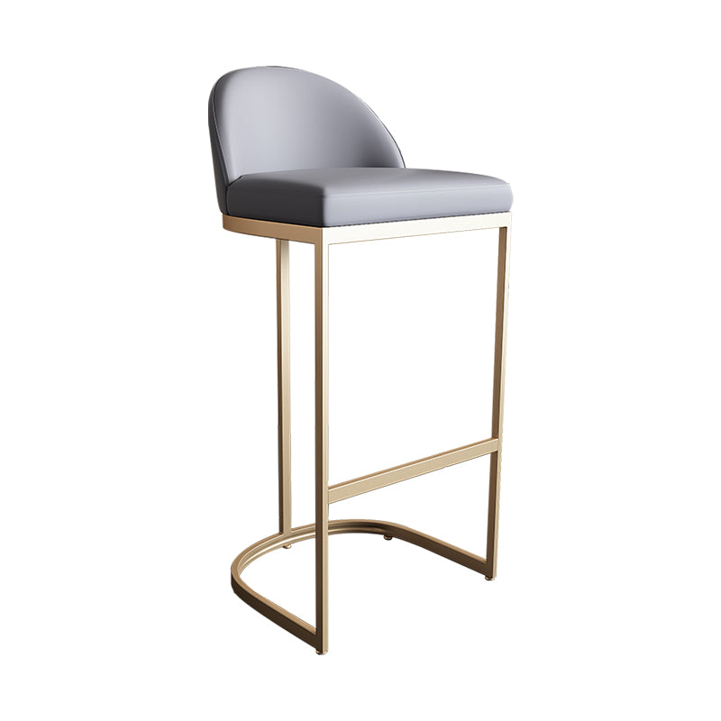 Glam Faux Leather Bar Stools Armless Dining Stools with Metal Base