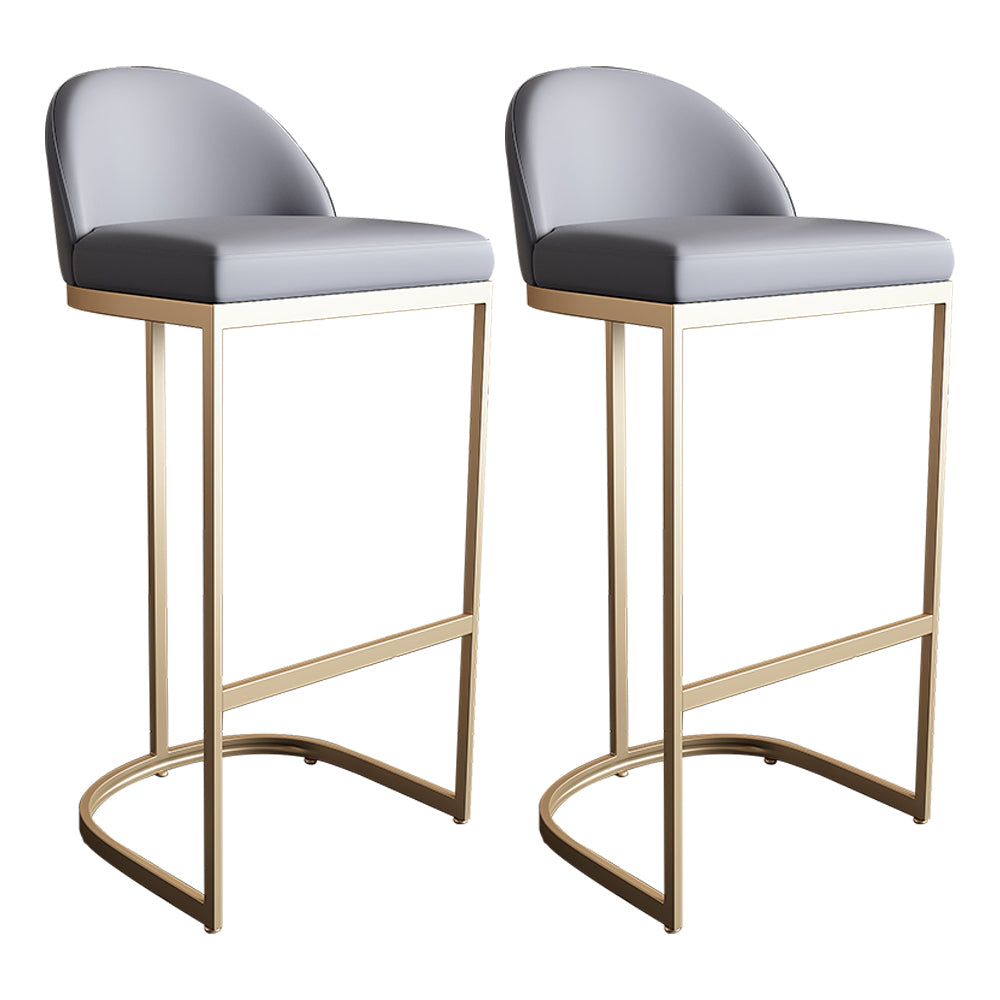 Glam Faux Leather Bar Stools Armless Dining Stools with Metal Base