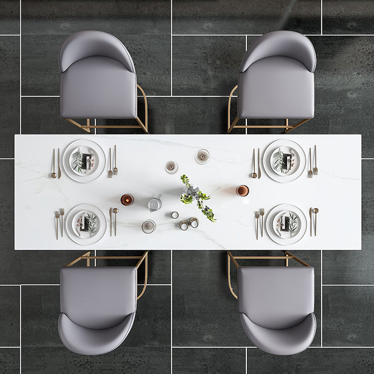 Glam Faux Leather Bar Stools Armless Dining Stools with Metal Base