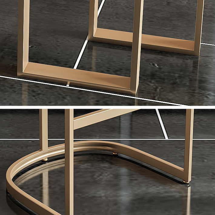 Glam Faux Leather Bar Stools Armless Dining Stools with Metal Base