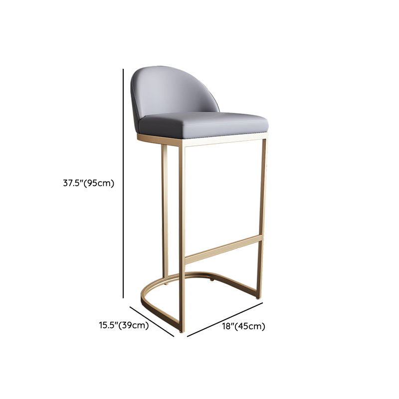 Glam Faux Leather Bar Stools Armless Dining Stools with Metal Base
