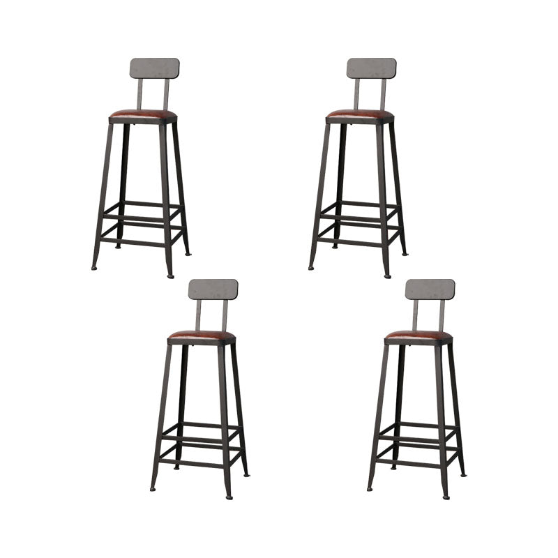 Contemporary Bar Stools Armless Dining Stools with Black Metal Base