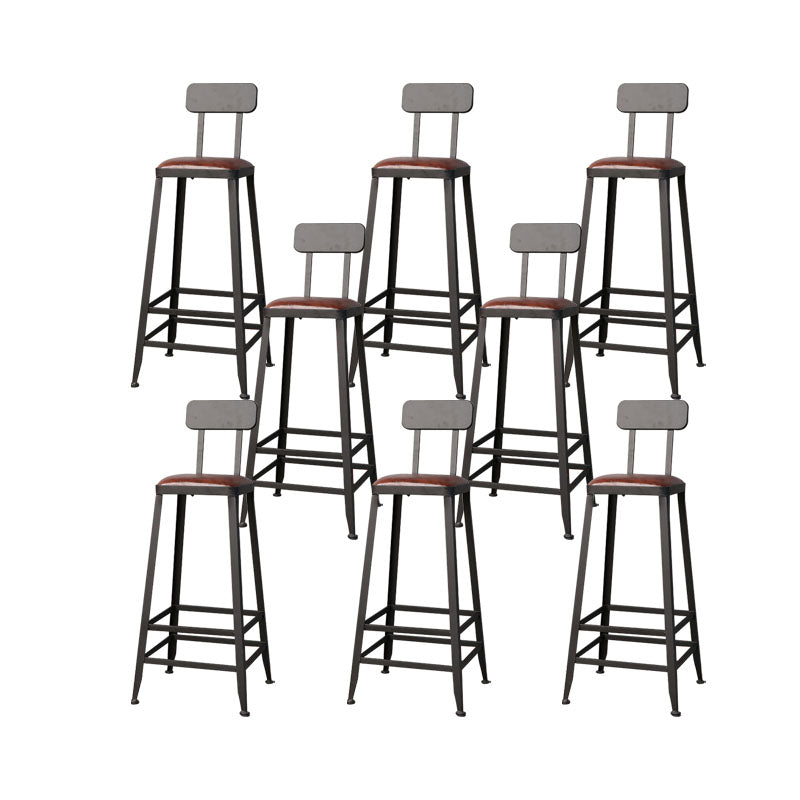 Contemporary Bar Stools Armless Dining Stools with Black Metal Base