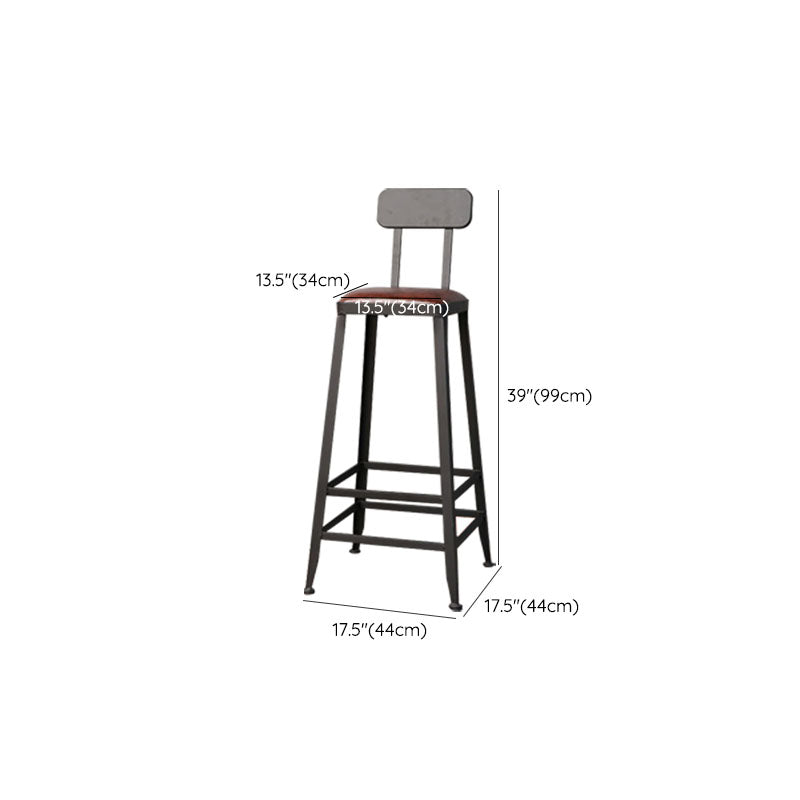 Contemporary Bar Stools Armless Dining Stools with Black Metal Base