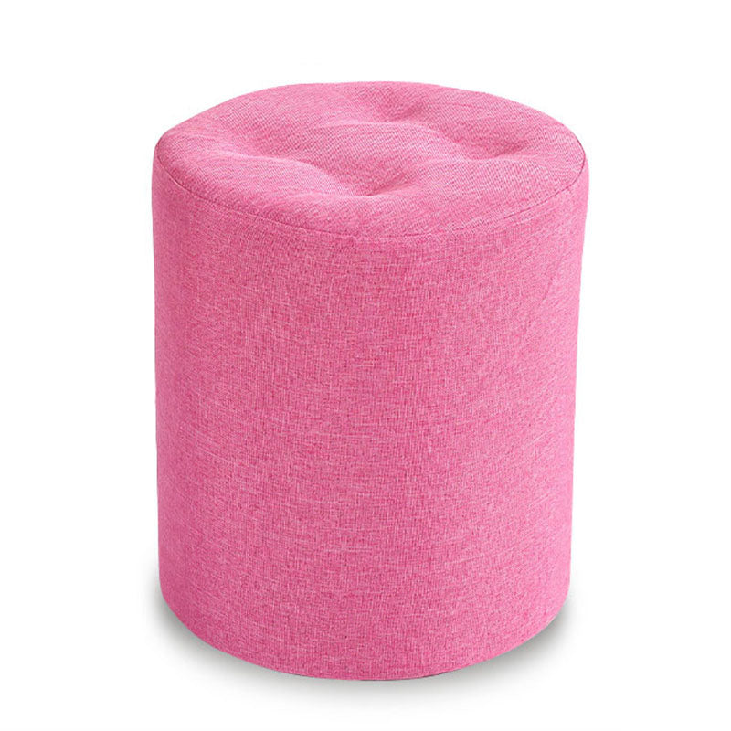 Fabric Cylinder Shape Pouf Pure Color Tufted Contemporary Fade Resistant Pouf