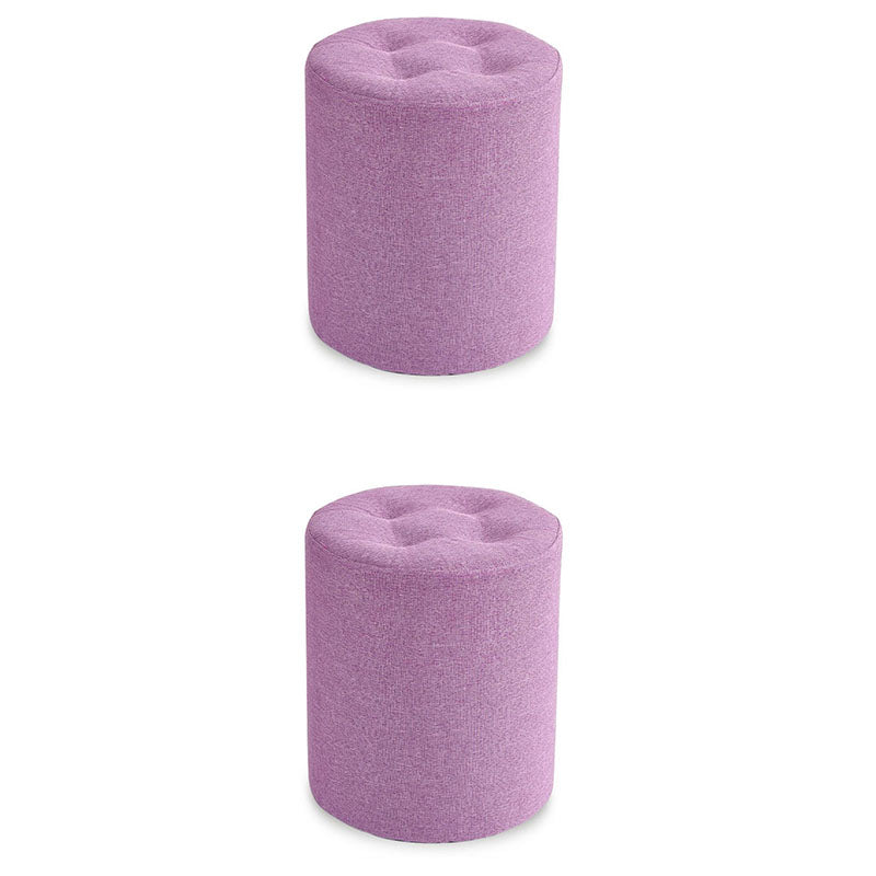 Fabric Cylinder Shape Pouf Pure Color Tufted Contemporary Fade Resistant Pouf
