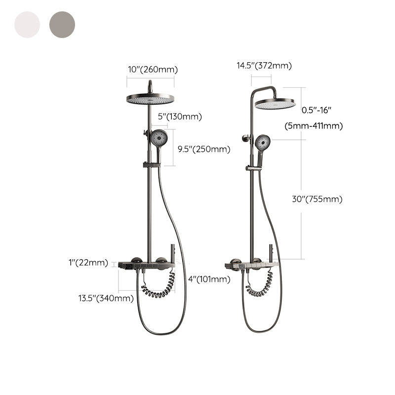 Modern Shower Head Combo Solid Color Slide Bar Included Tub and Shower Faucet