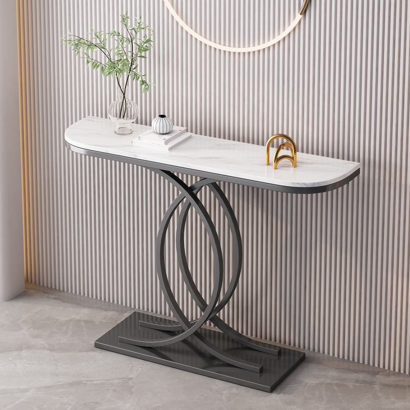 Glam Half Moon Console Table Iron Console Sofa Table for Hall