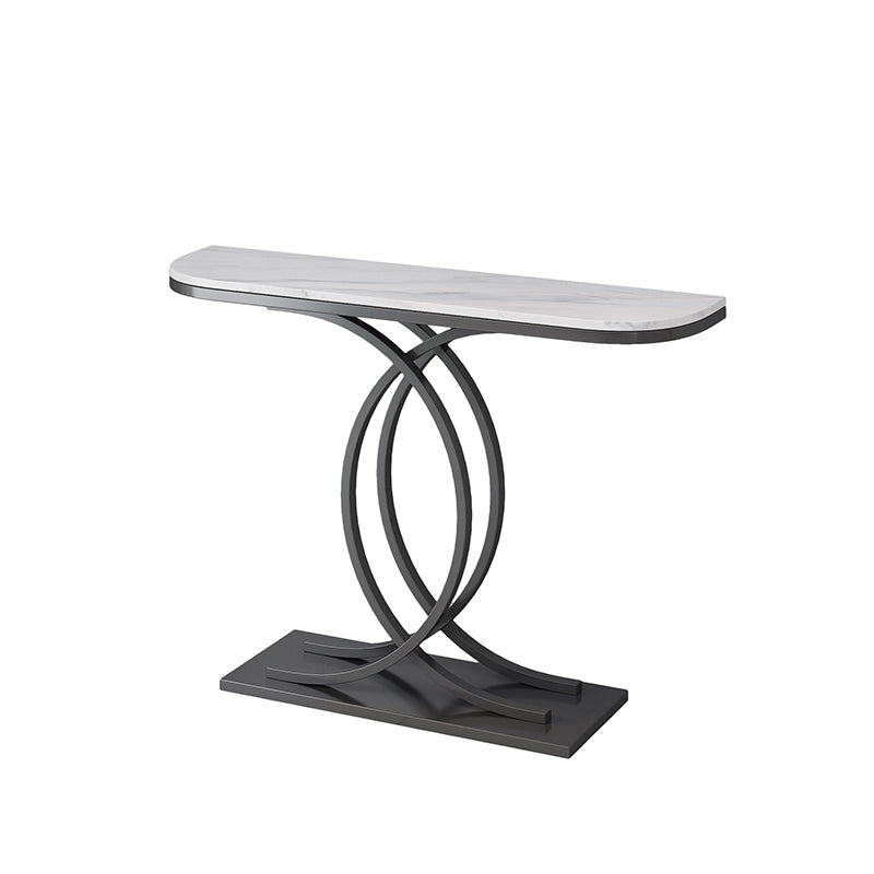 Glam Half Moon Console Table Iron Console Sofa Table for Hall