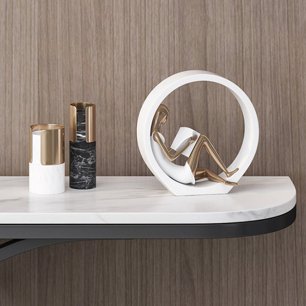 Glam Half Moon Console Table Iron Console Sofa Table for Hall