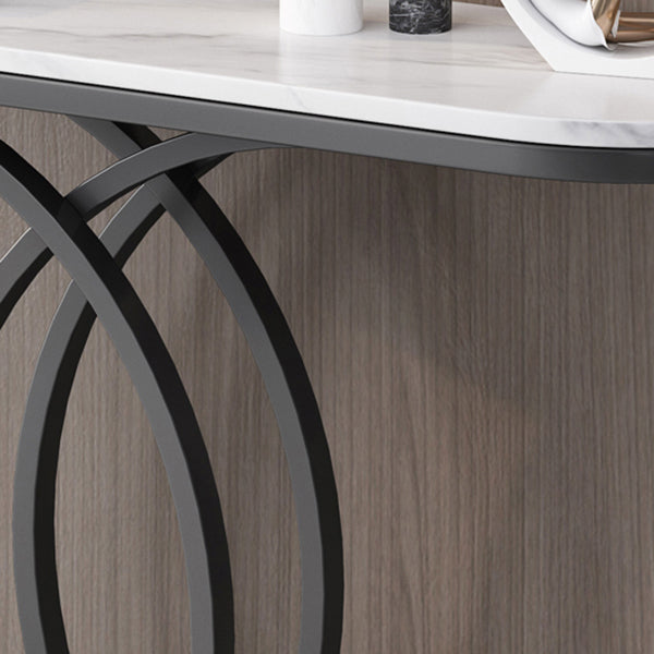 Glam Half Moon Console Table Iron Console Sofa Table for Hall