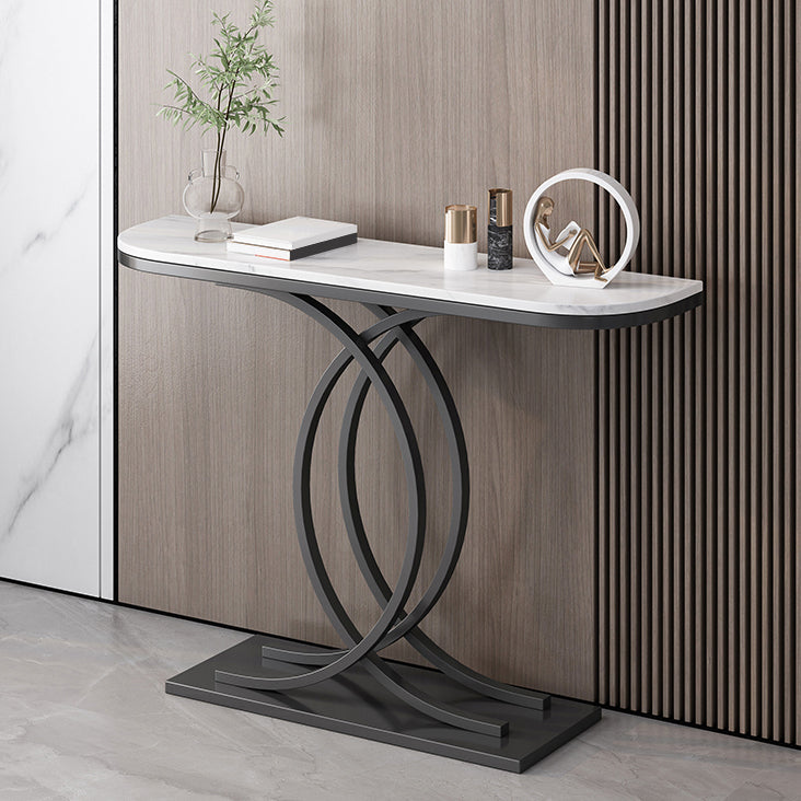 Glam Half Moon Console Table Iron Console Sofa Table for Hall