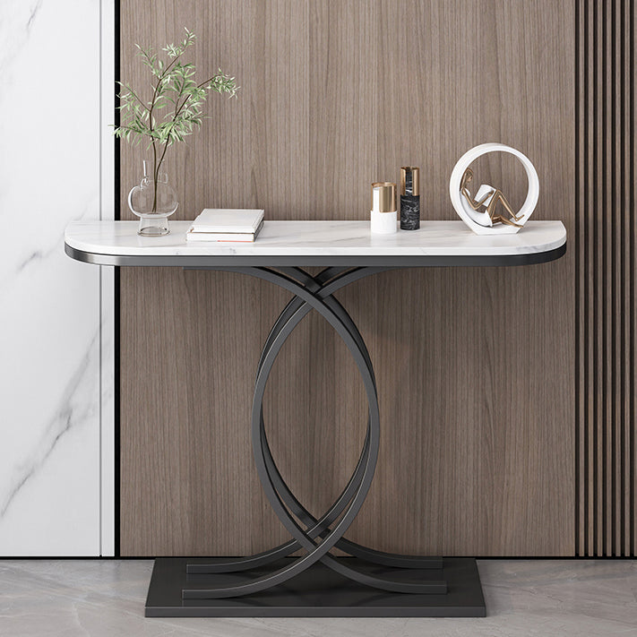 Glam Half Moon Console Table Iron Console Sofa Table for Hall